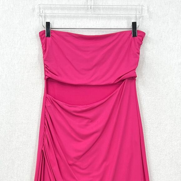 L SPACE Corsica Dress Womens XL Pink Bougainvillea Strapless Cut Out Midi Beach - Picture 5 of 16